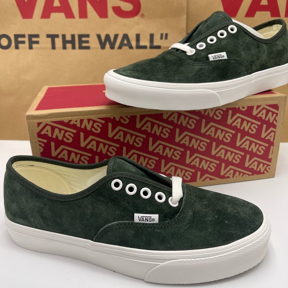 Vans Men’s Dark Green Suede Authentic Pig Suede Dried Kelp VN000D7YEMU Sneakers - Picture 9 of 16